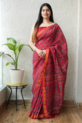 New Designer Hand Block Print Maheshwari Silk Saree (BFMSARE08)
