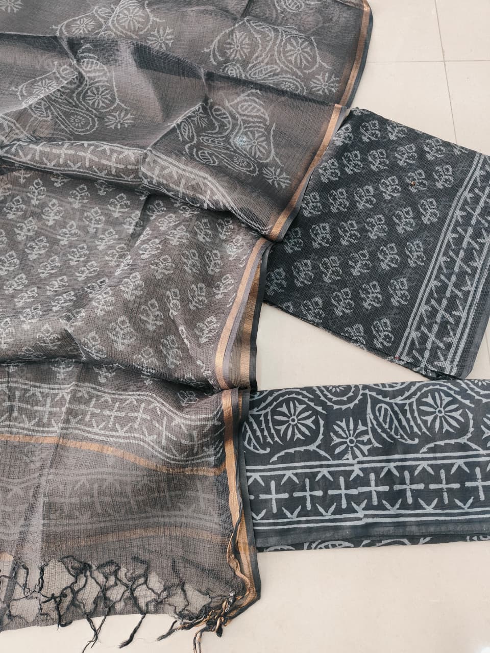Premium Sanganeri Printed kota Suit With Kota Doria Duppta