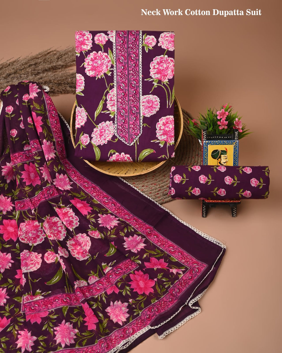 PREMIUM GOTA PATTI COTTON SUIT SET WITH COTTON DUPATTA(BFCOTGH119)