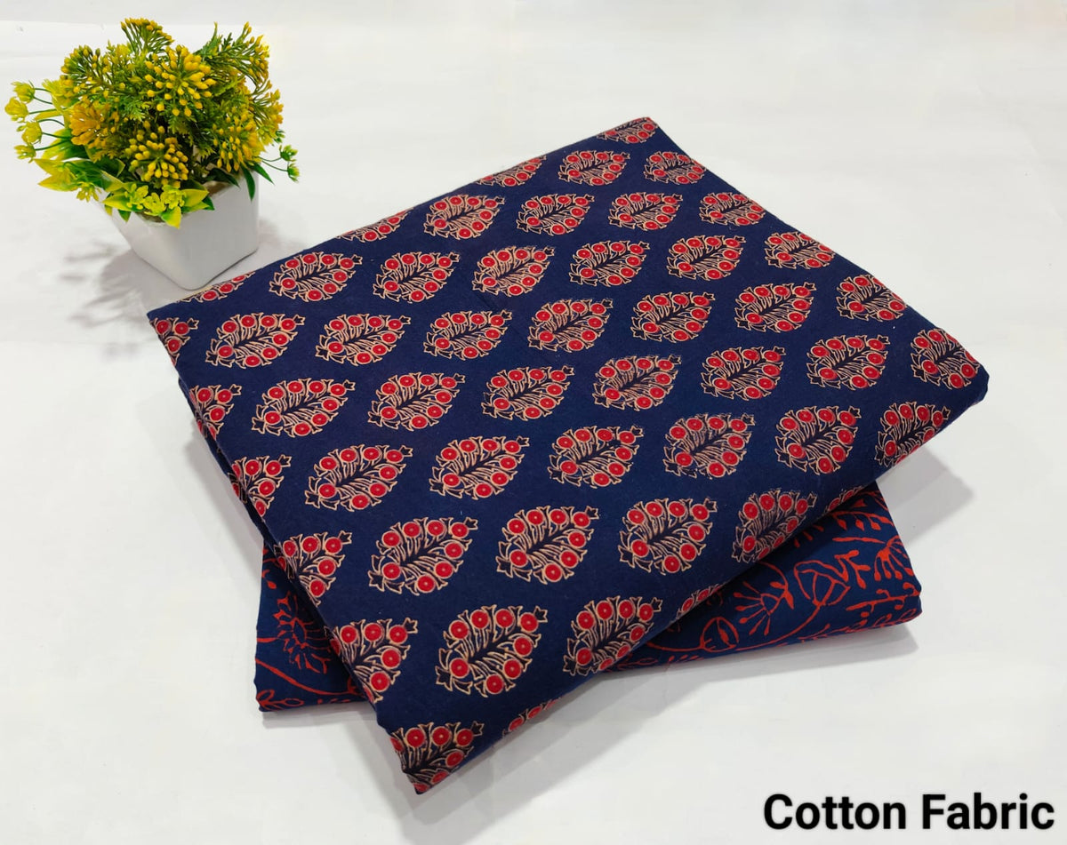 Premium Hand Block Printed Cotton Suit Top And Bottom Set(BFTB096)