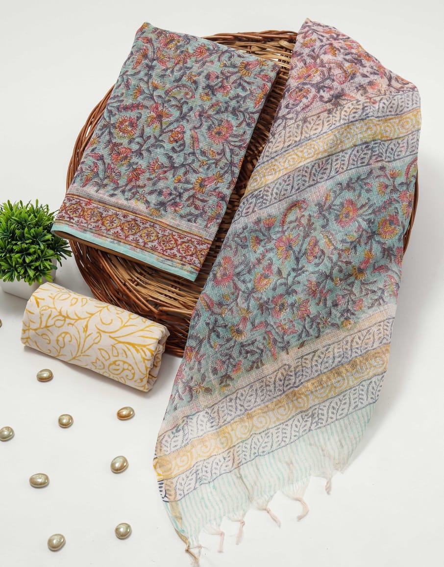 Premium Sanganeri Printed kota Suit With Kota Doria Duppta(BFFKO86)