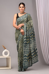Traditional Authentic Hand Block Printed Pure Organic Cotton Sarees With matching Blouse