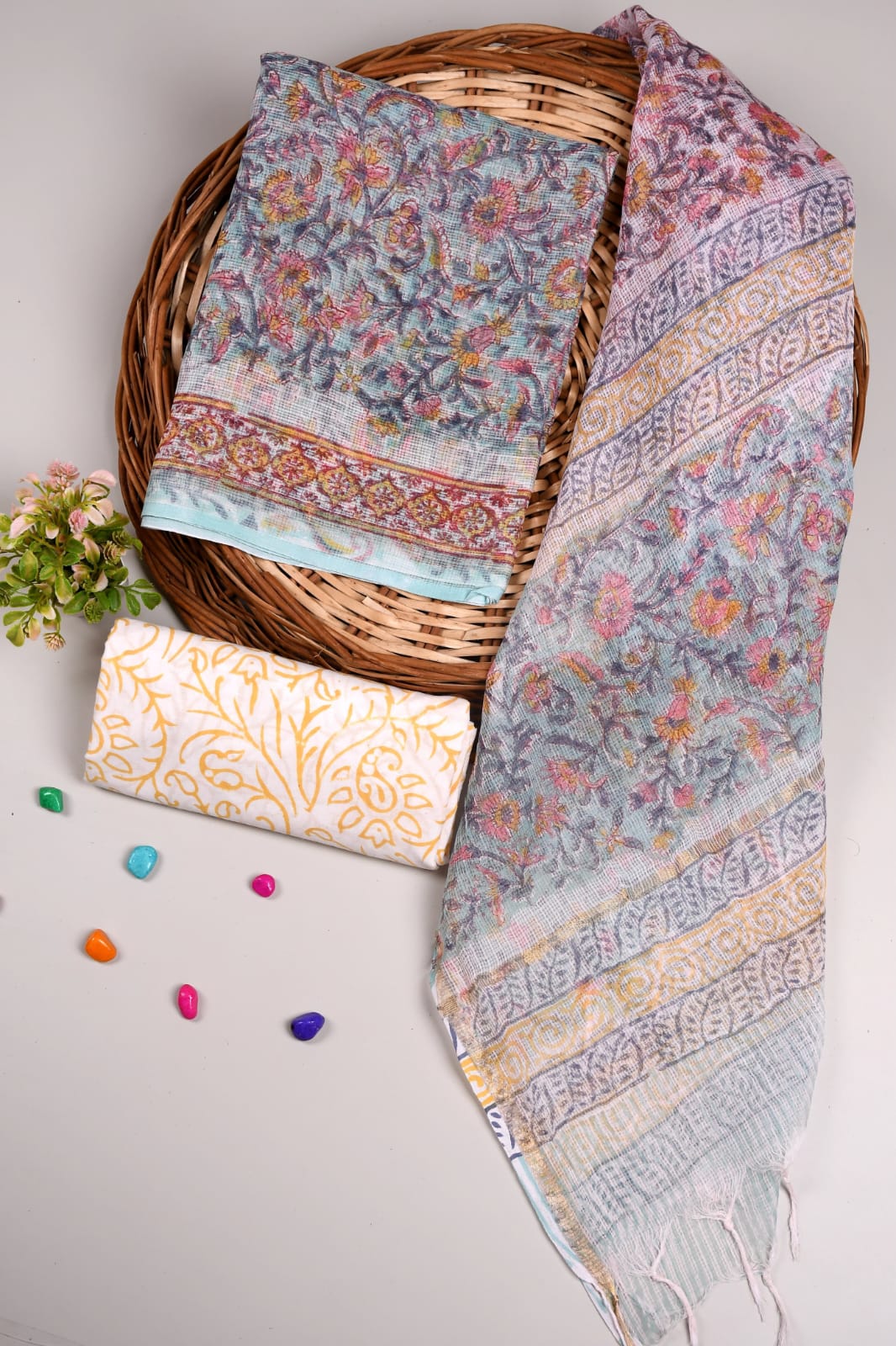 Premium Sanganeri Printed kota Suit With Kota Doria Duppta(BFFKO75)