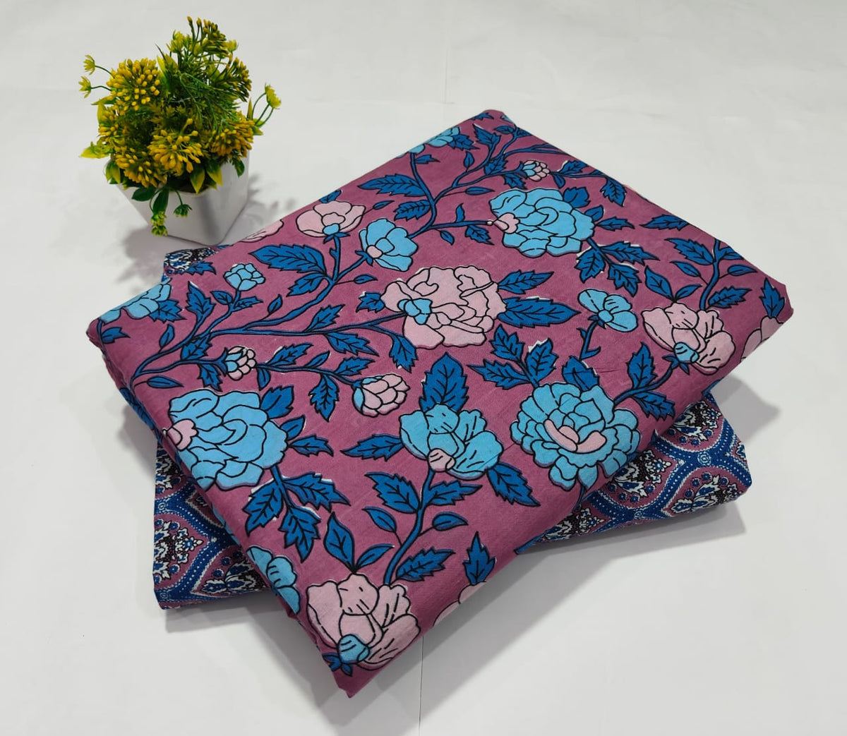 Premium Hand Block Printed Cotton Suit Top And Bottom Set (BFTB04)
