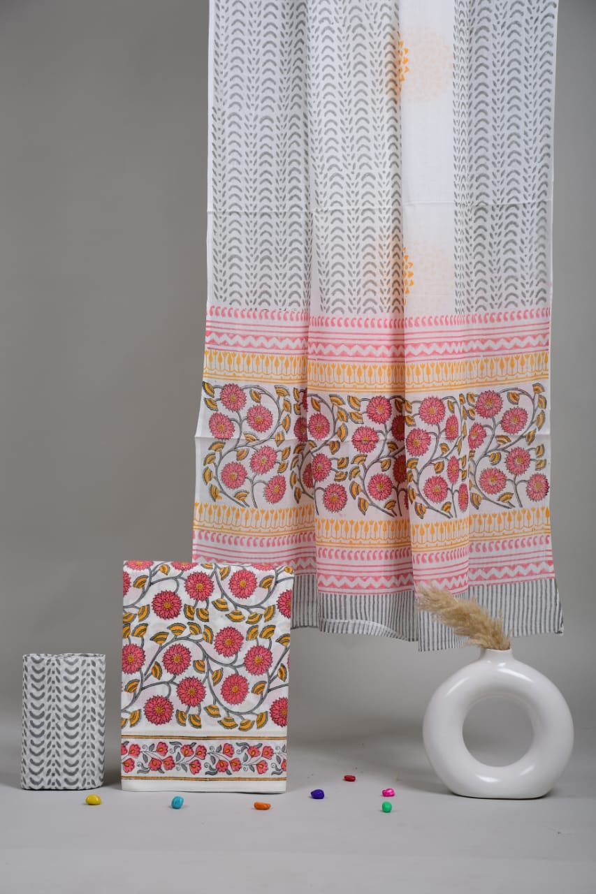 Exclusive Hand Block Cotton Suit With Cotton Dupatta
