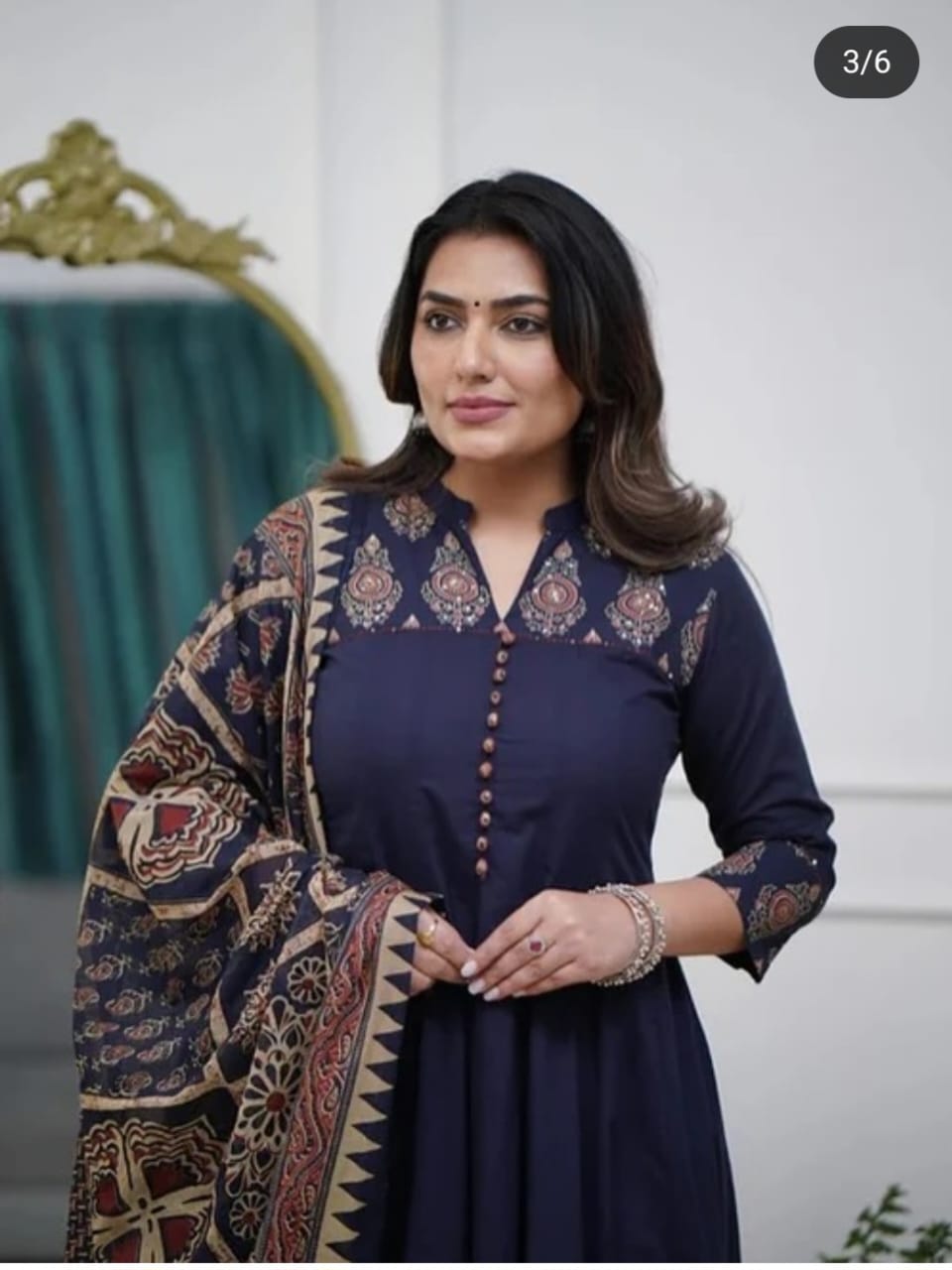 New launch 
Anarkali kurti pant dupatta sets 

Fabric _ premium cotton slub fabric super quality soft pure kadi cotton slub