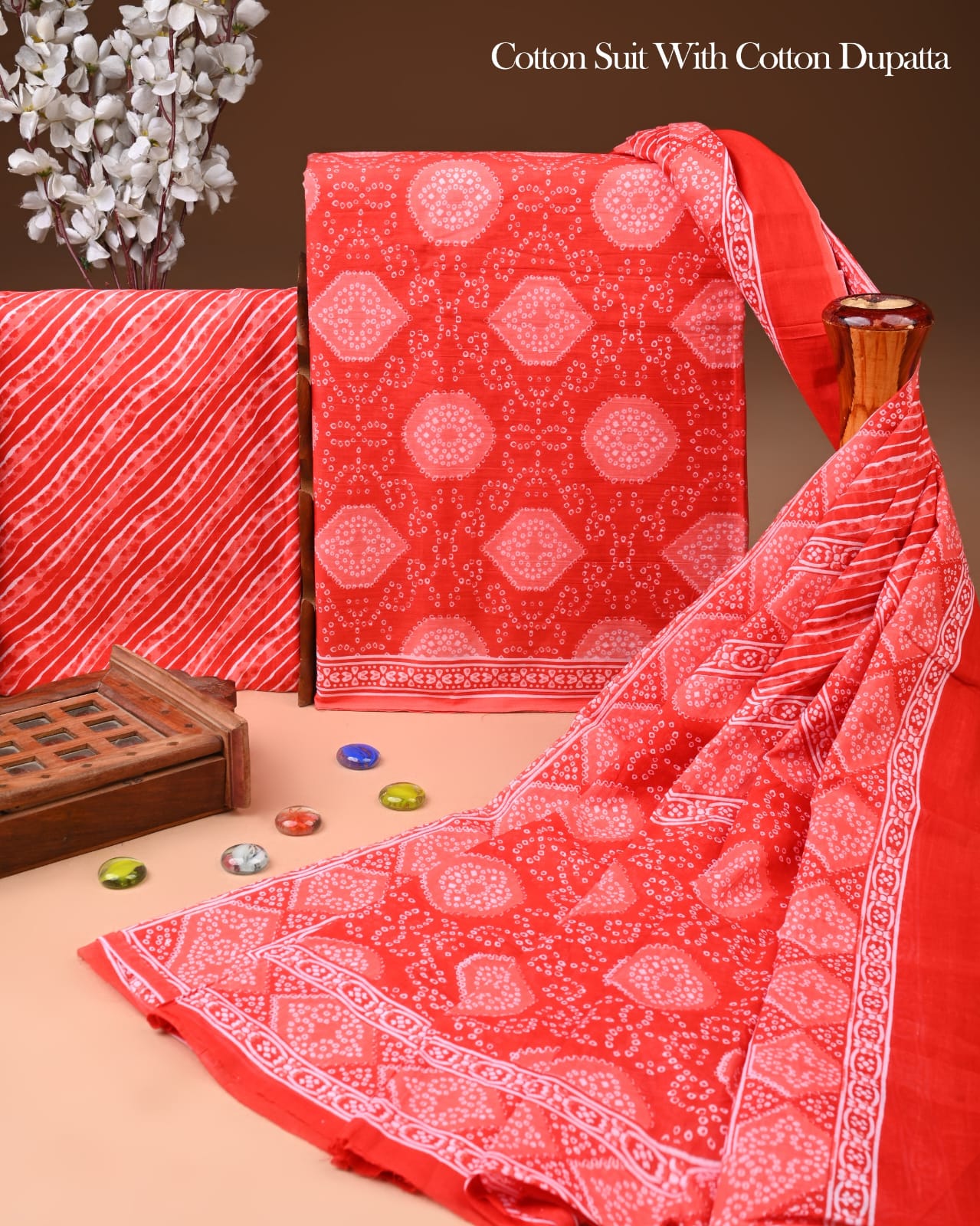 Exclusive Hand Block Cotton Suit With Cotton Dupatta(BFCOT197)