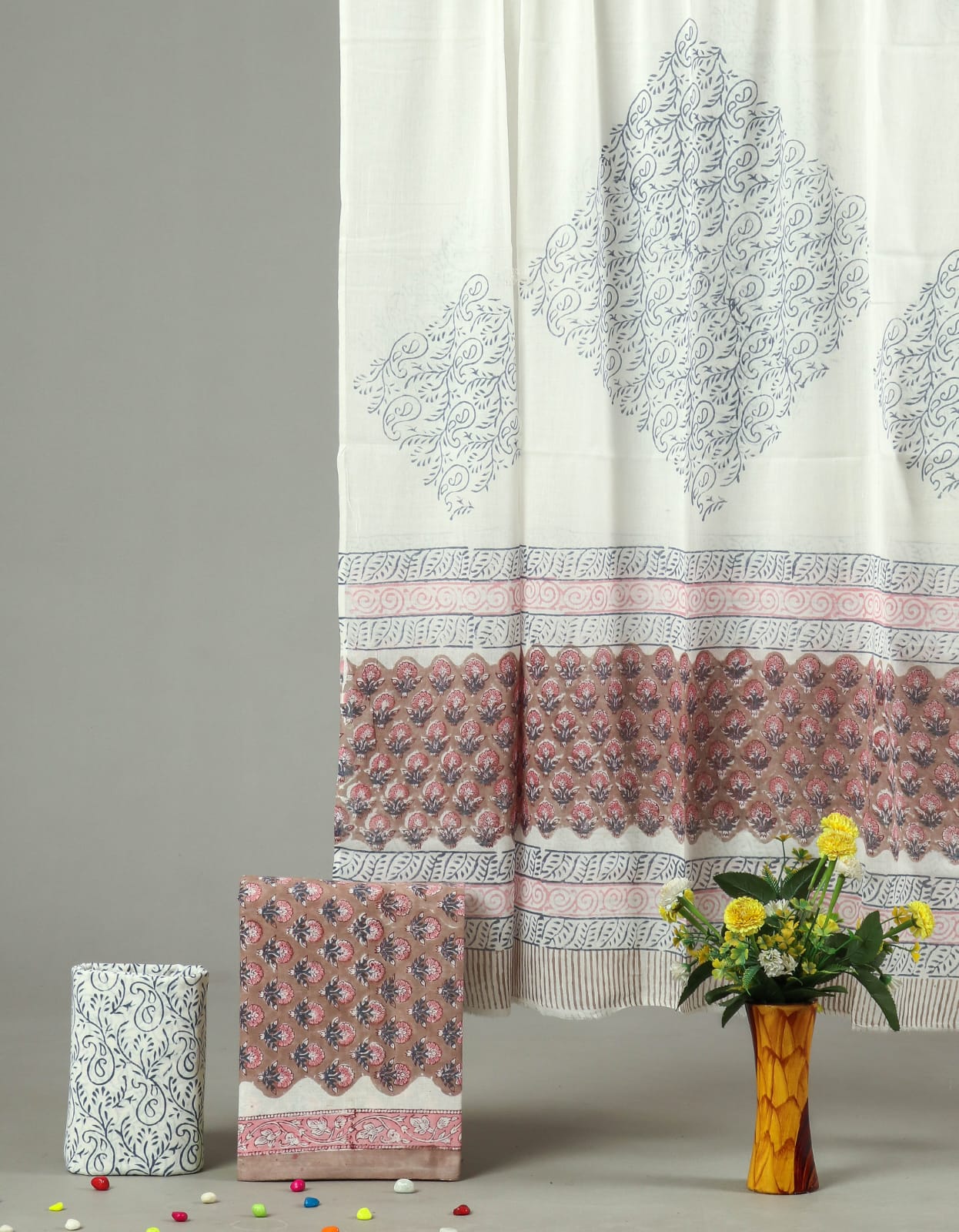 Exclusive Hand Block Cotton Suit With Cotton Dupatta(BFCOT03)