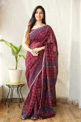 New Designer Hand Block Print Chanderi Silk Saree(BFCS47)
