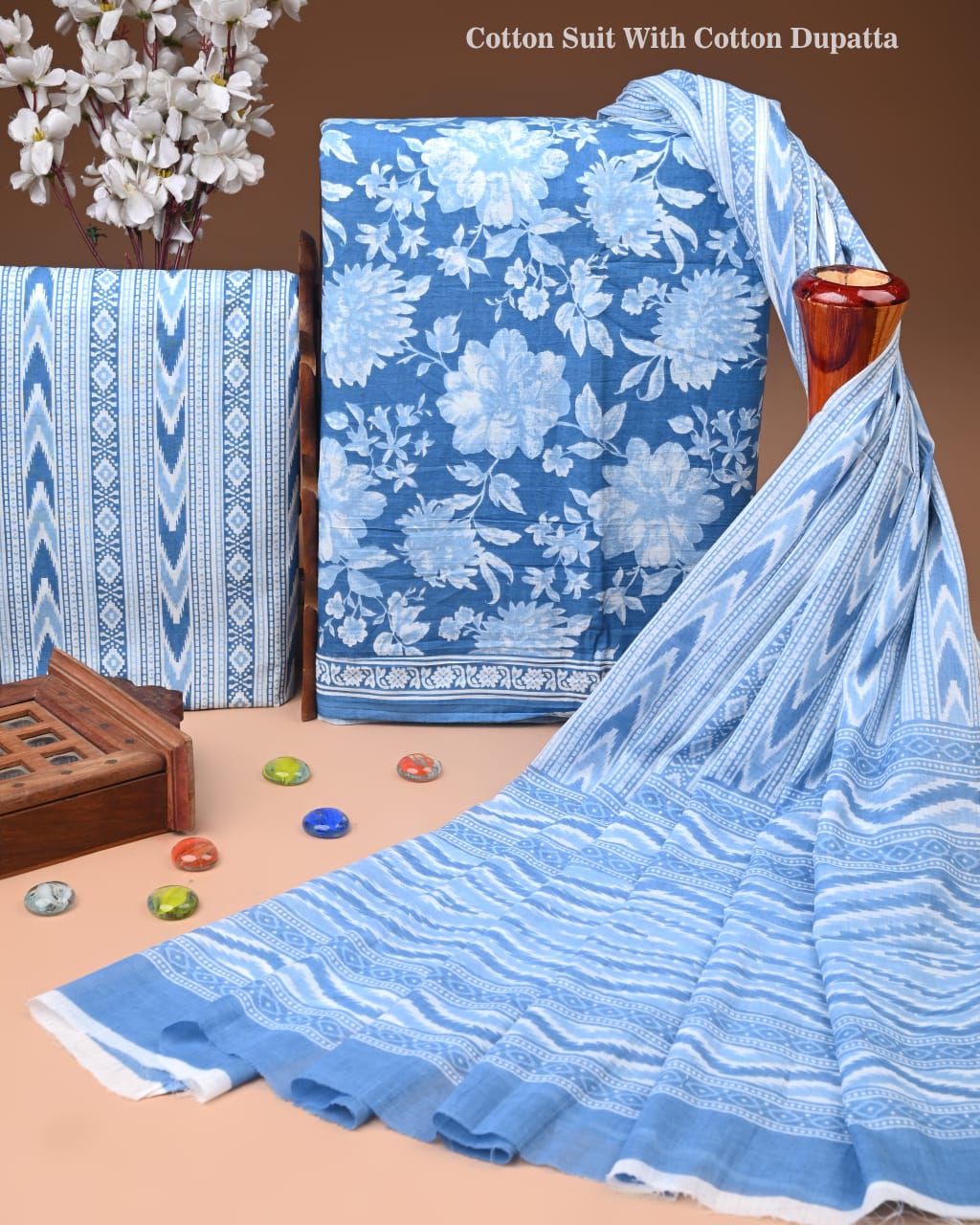 Exclusive Hand Block Cotton Suit With Cotton Dupatta