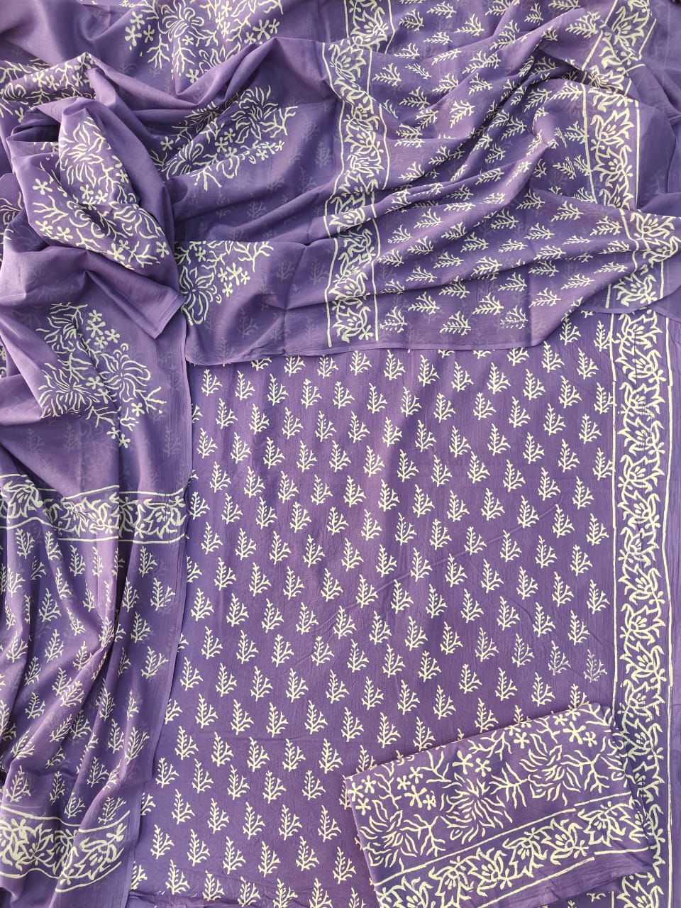 Exclusive Hand Block Cotton Suit With Cotton Dupatta(BFCOT54)