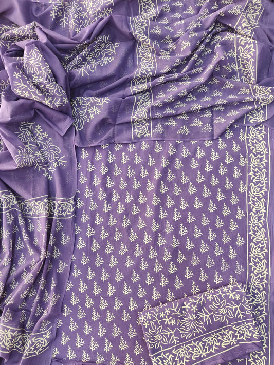 Exclusive Hand Block Cotton Suit With Cotton Dupatta(BFCOT54)