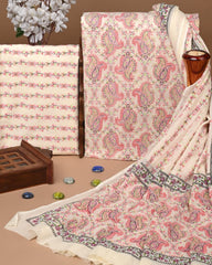 Traditional Hand Painted Cotton Suit With Cotton Dupatta