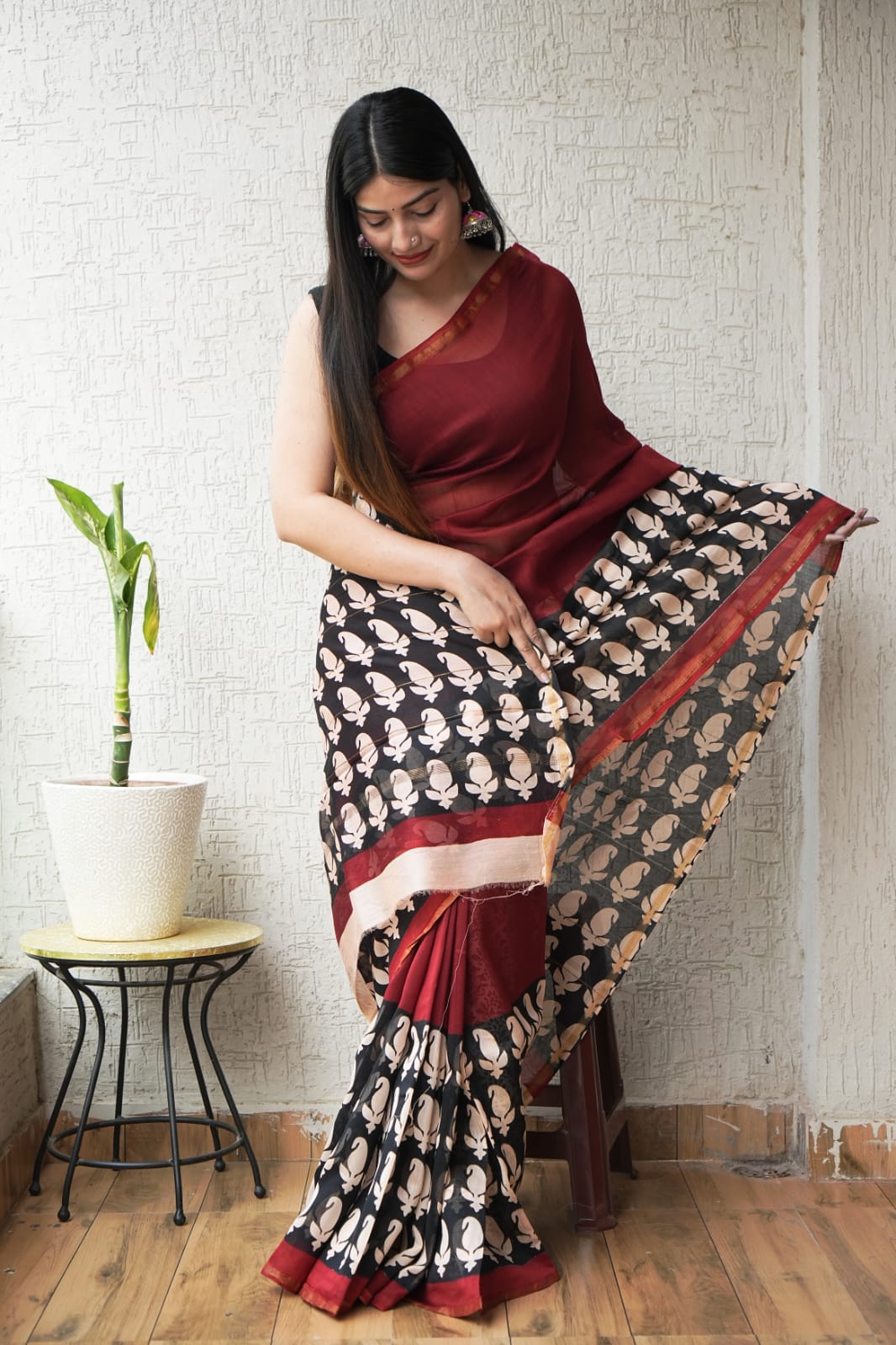 New Designer Hand Block Print Chanderi Silk Saree(BFCS78)