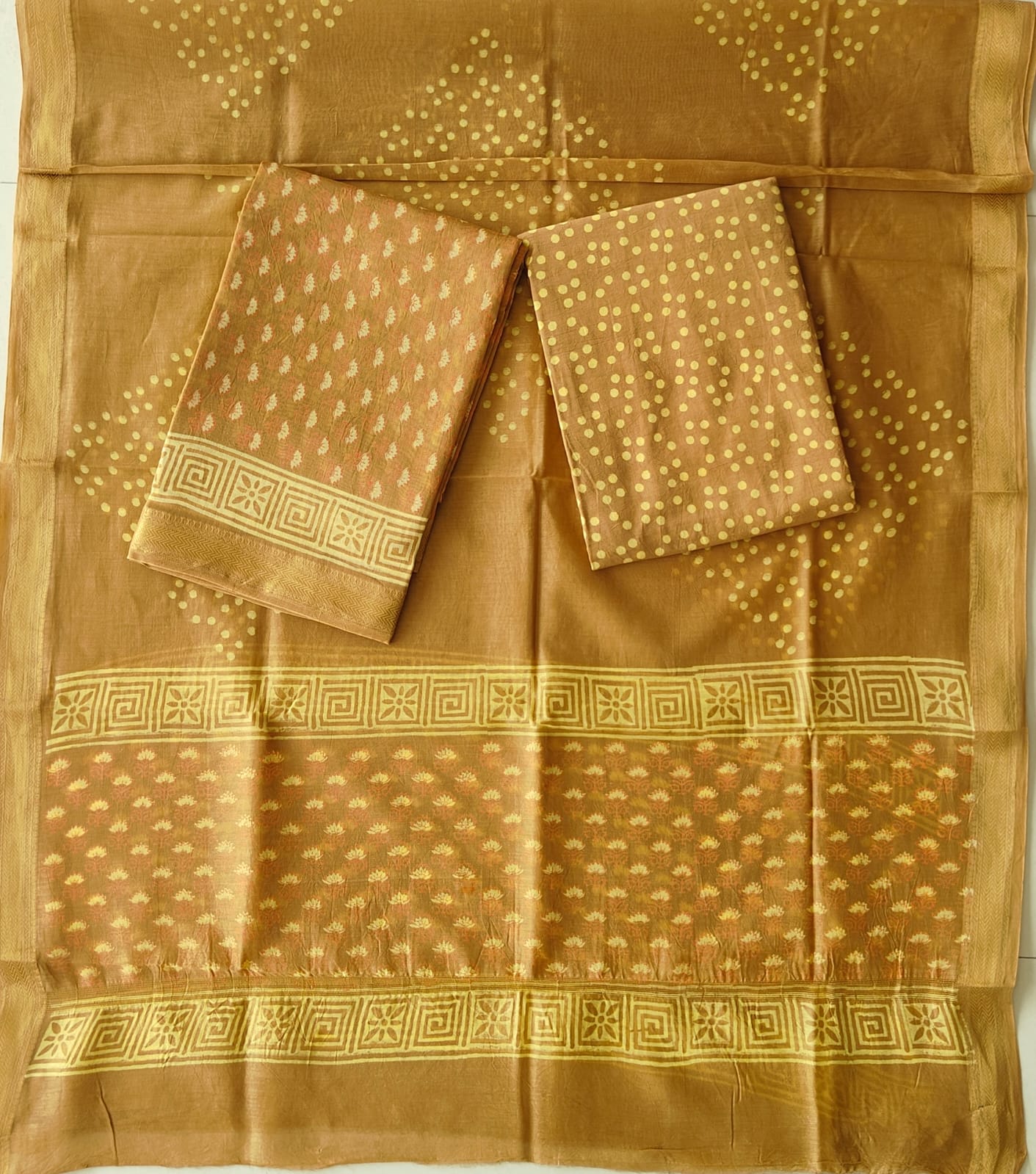 Premium Hand Block Printed Maheshwari Silk Suit(BFMAH90)