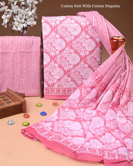 Exclusive Hand Block Cotton Suit With Cotton Dupatta