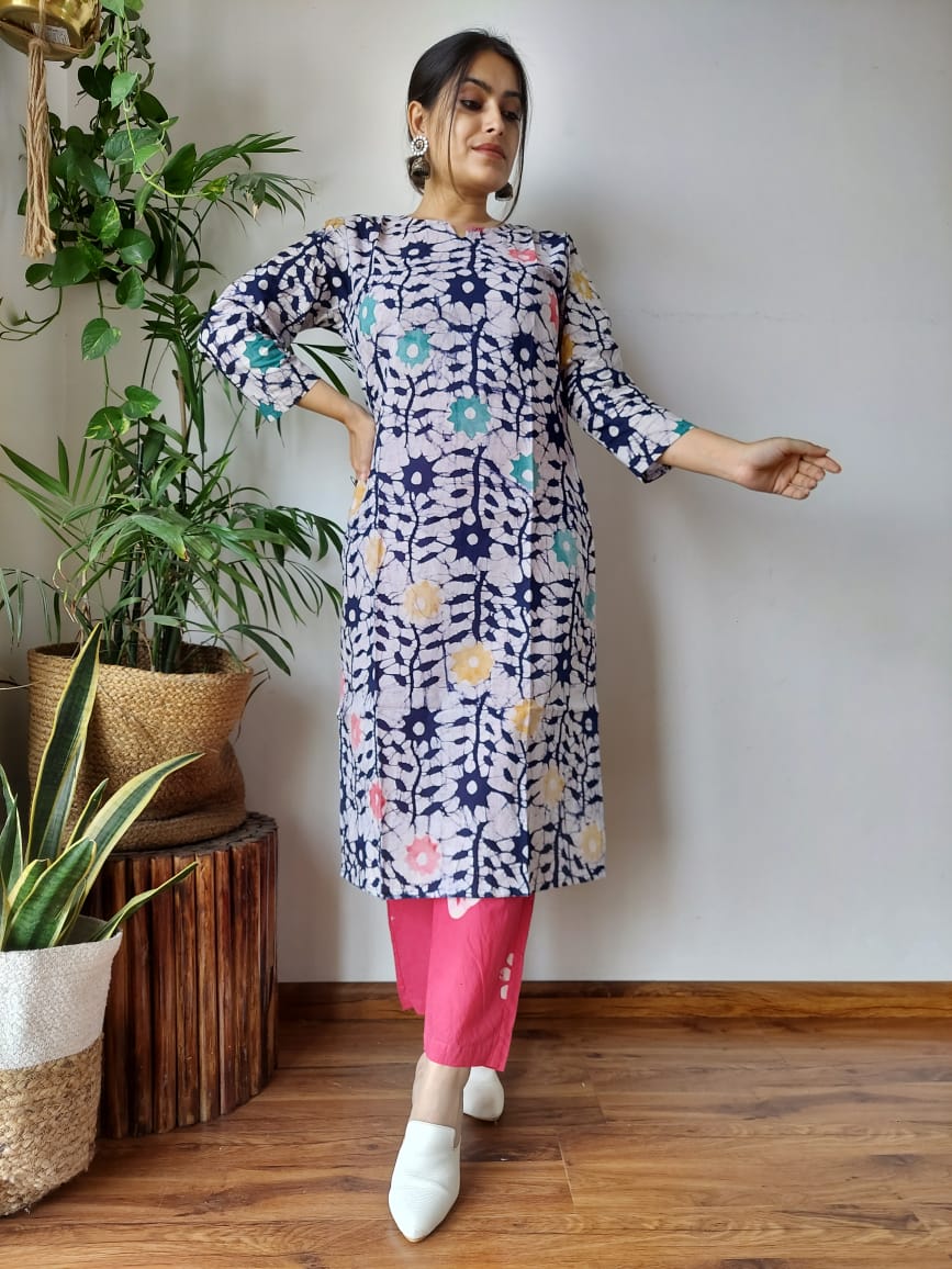 New Exclusive Hand  block printed Stitched Cotton  Kurtis with Pant