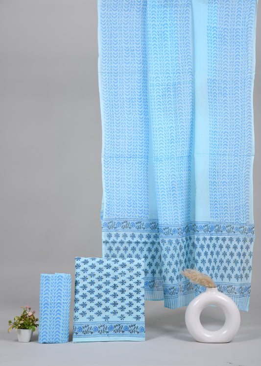 Exclusive Hand Block Cotton Suit With Cotton Dupatta(BFCOT61)