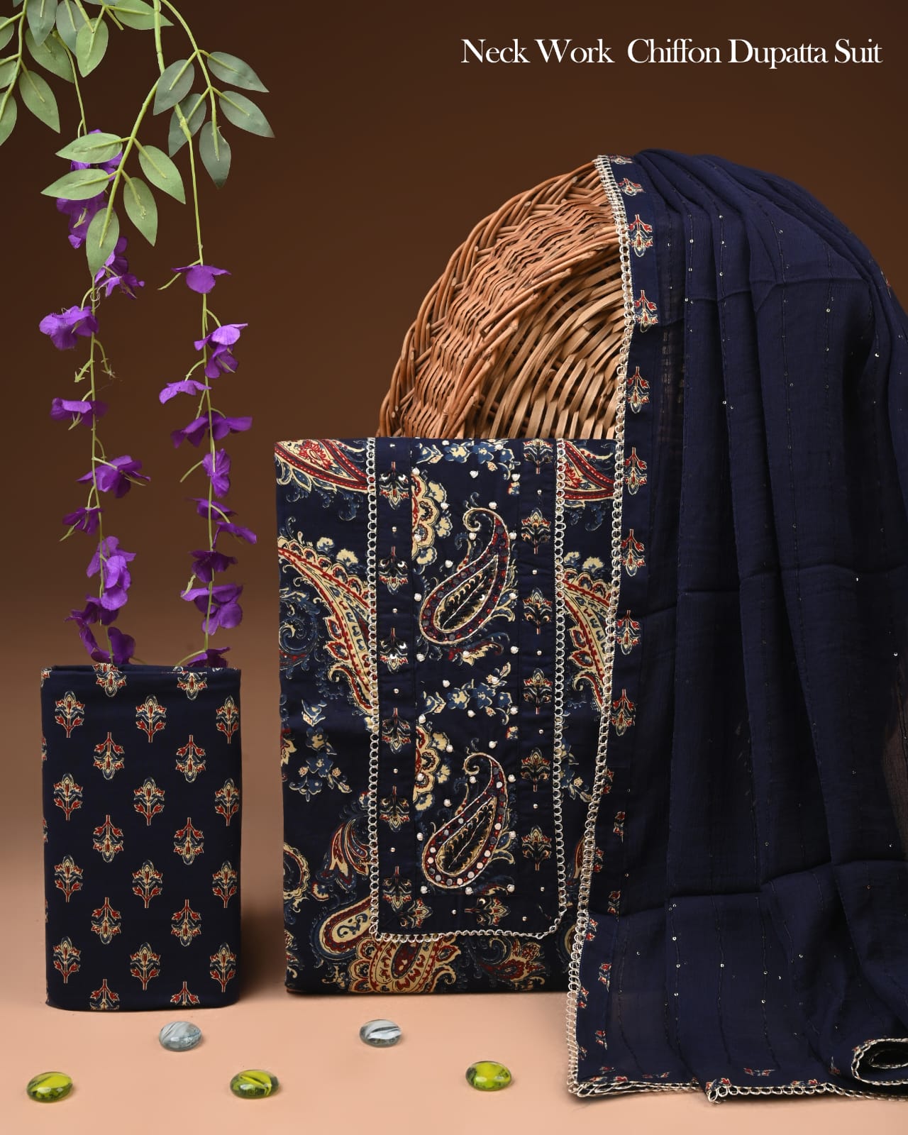 PREMIUM GOTA PATTI COTTON SUIT SET WITH CHIFFON DUPATTA