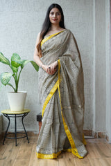 New Designer Hand Block Print Maheshwari Silk Saree (BFMSARE03)