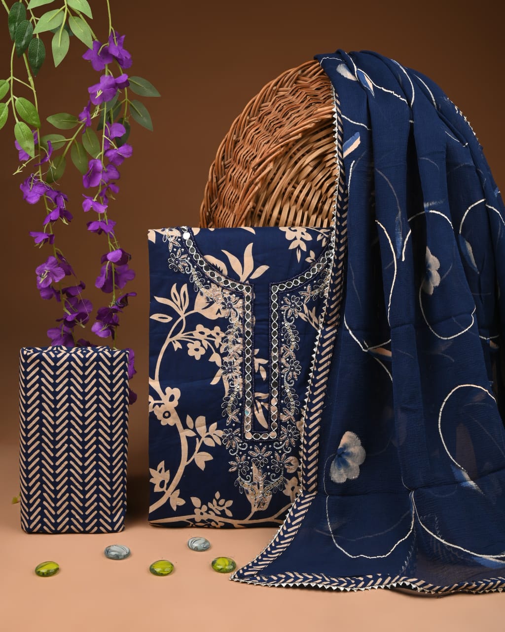 PREMIUM GOTA PATTI COTTON SUIT SET WITH CHIFFON DUPATTA