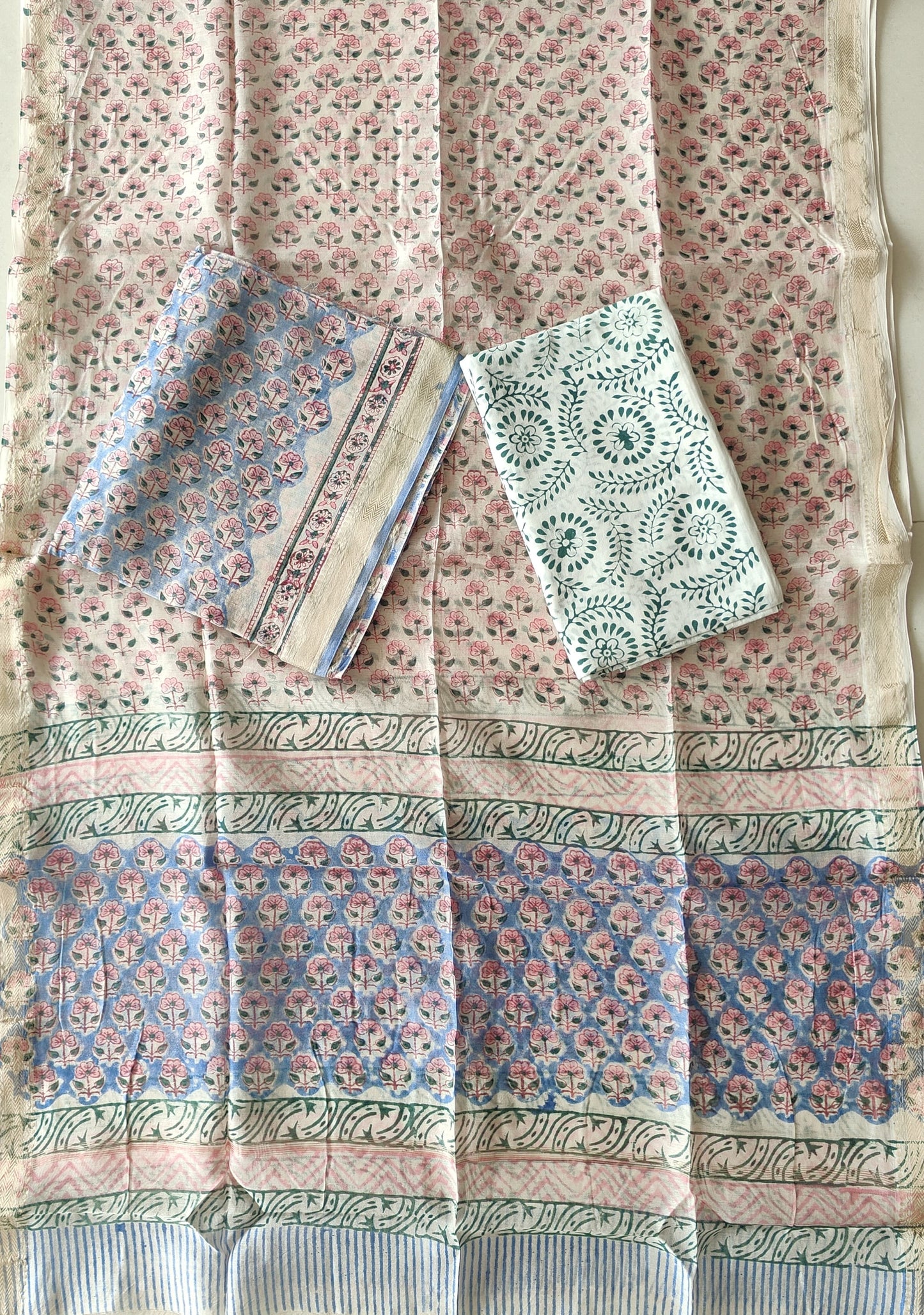Premium Hand Block Printed Maheshwari Silk Suit(BFMAH82)