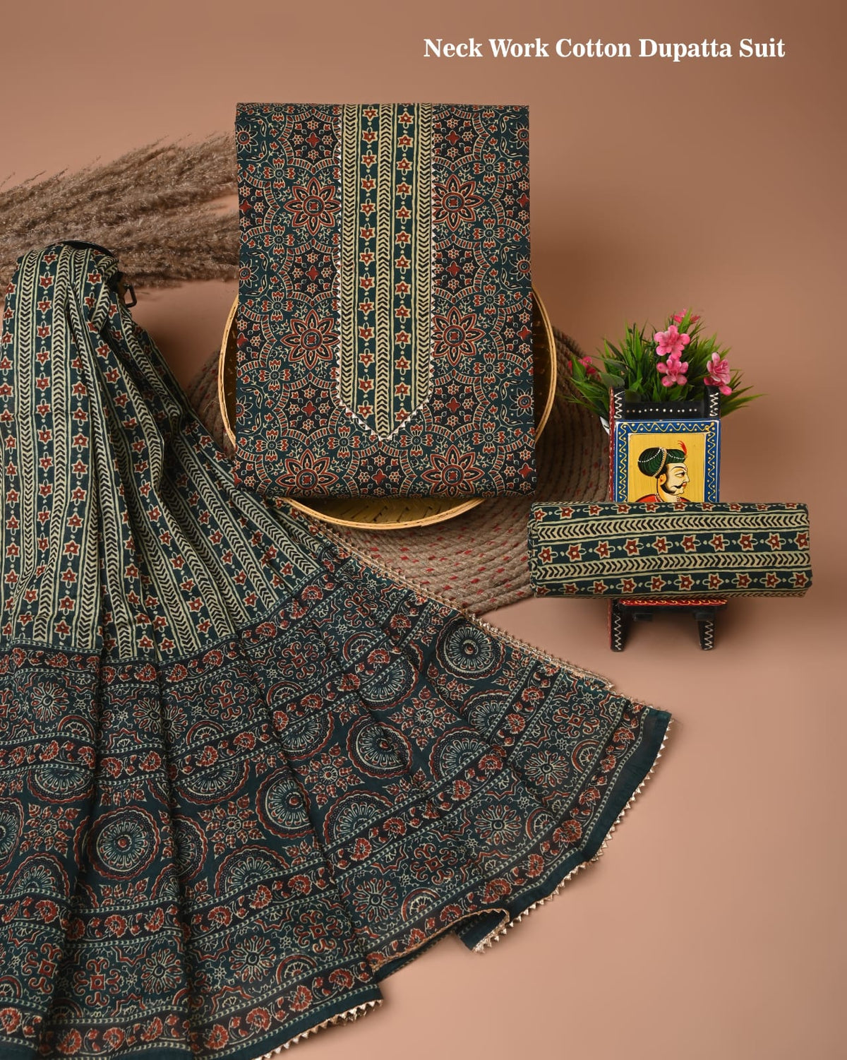 PREMIUM GOTA PATTI COTTON SUIT SET WITH COTTON DUPATTA(BFCOTGH67)