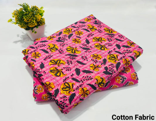 Pink Floral Printed Top & Bottom Suit Set – Elegant Cotton Suit Material (BFTB77)