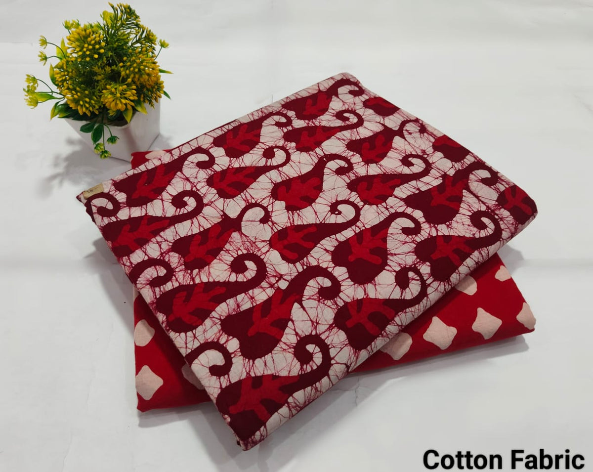 Premium Hand Block Printed Cotton Suit Top And Bottom Set (BFTB38)