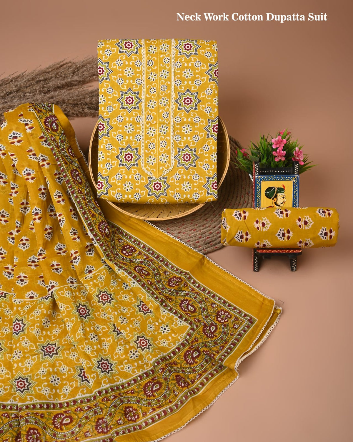 PREMIUM GOTA PATTI COTTON SUIT SET WITH COTTON DUPATTA(BFCOTGH83)