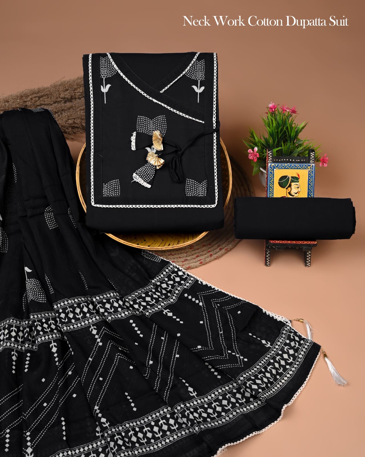 PREMIUM GOTA PATTI COTTON SUIT SET WITH COTTON DUPATTA(BFCOTGP28)