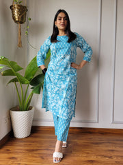 New Exclusive Hand  block printed Stitched Cotton  Kurtis with Pant