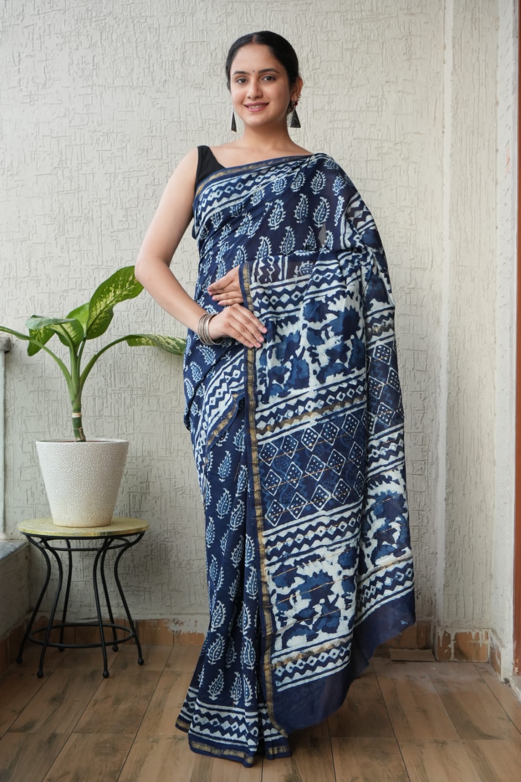 New Designer Hand Block Print Chanderi Silk Saree(BFCS65)