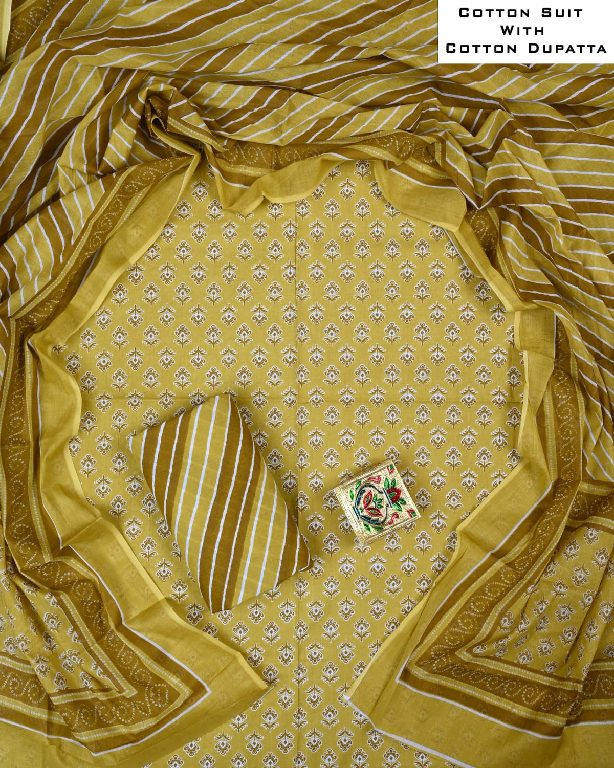Exclusive Hand Block Cotton Suit With Cotton Dupatta(BFCOT188)