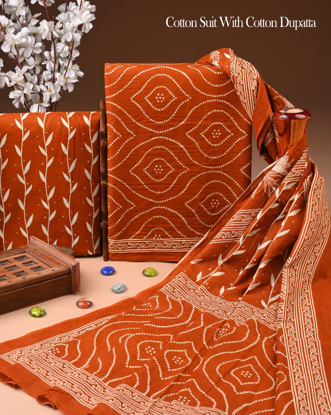 Exclusive Hand Block Cotton Suit With Cotton Dupatta