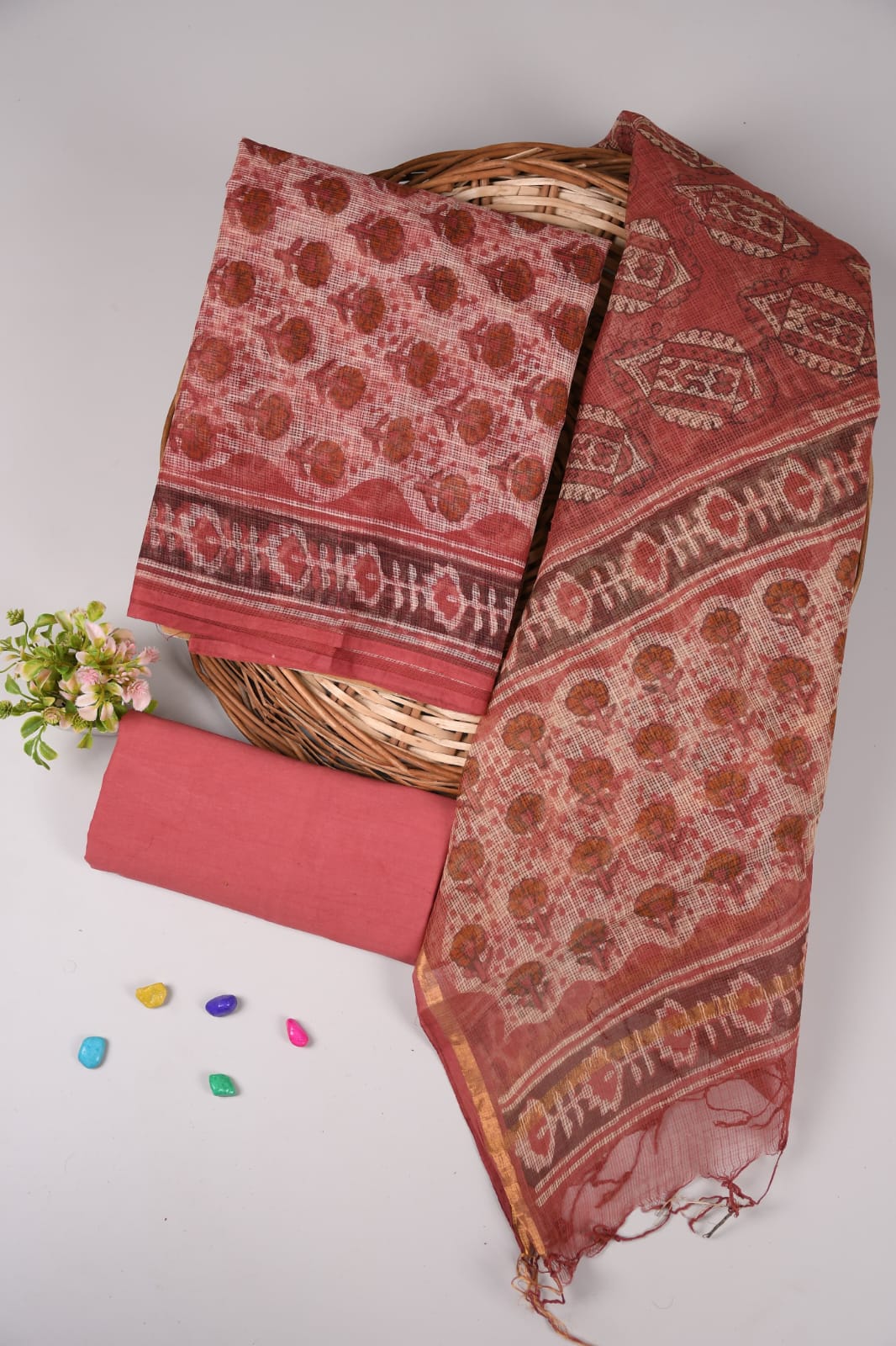 Premium Sanganeri Printed kota Suit With Kota Doria Duppta(BFFKO104)