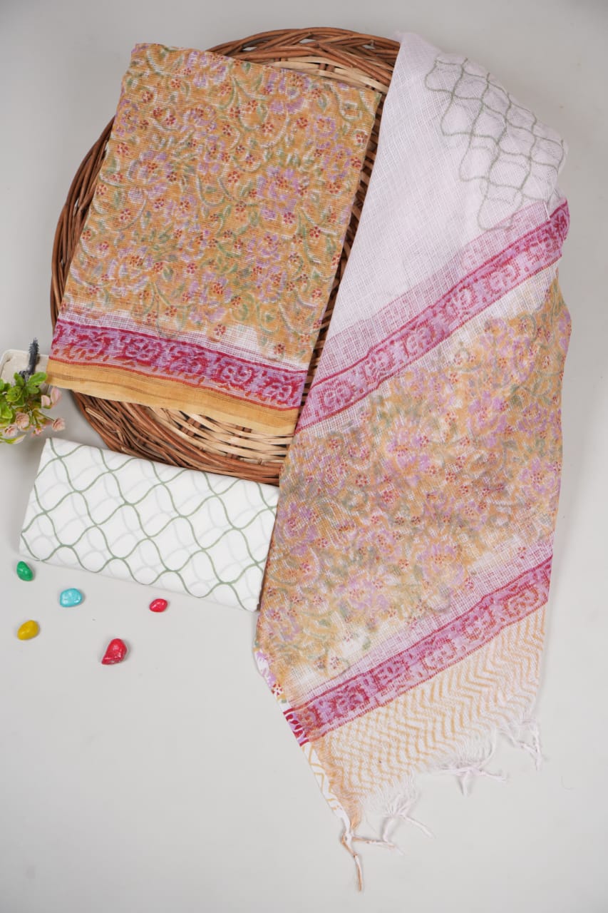 Premium Sanganeri Printed kota Suit With Kota Doria Duppta(BFFKO26)