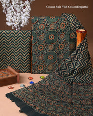 Exclusive Hand Block Cotton Suit With Cotton Dupatta