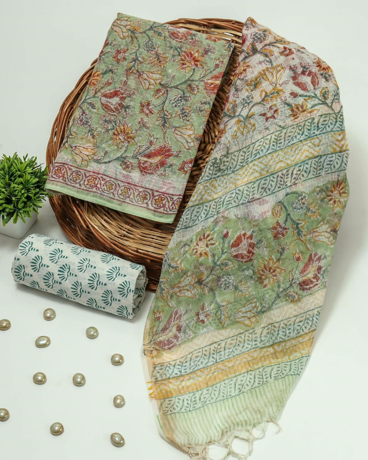 Premium Sanganeri Printed kota Suit With Kota Doria Duppta
