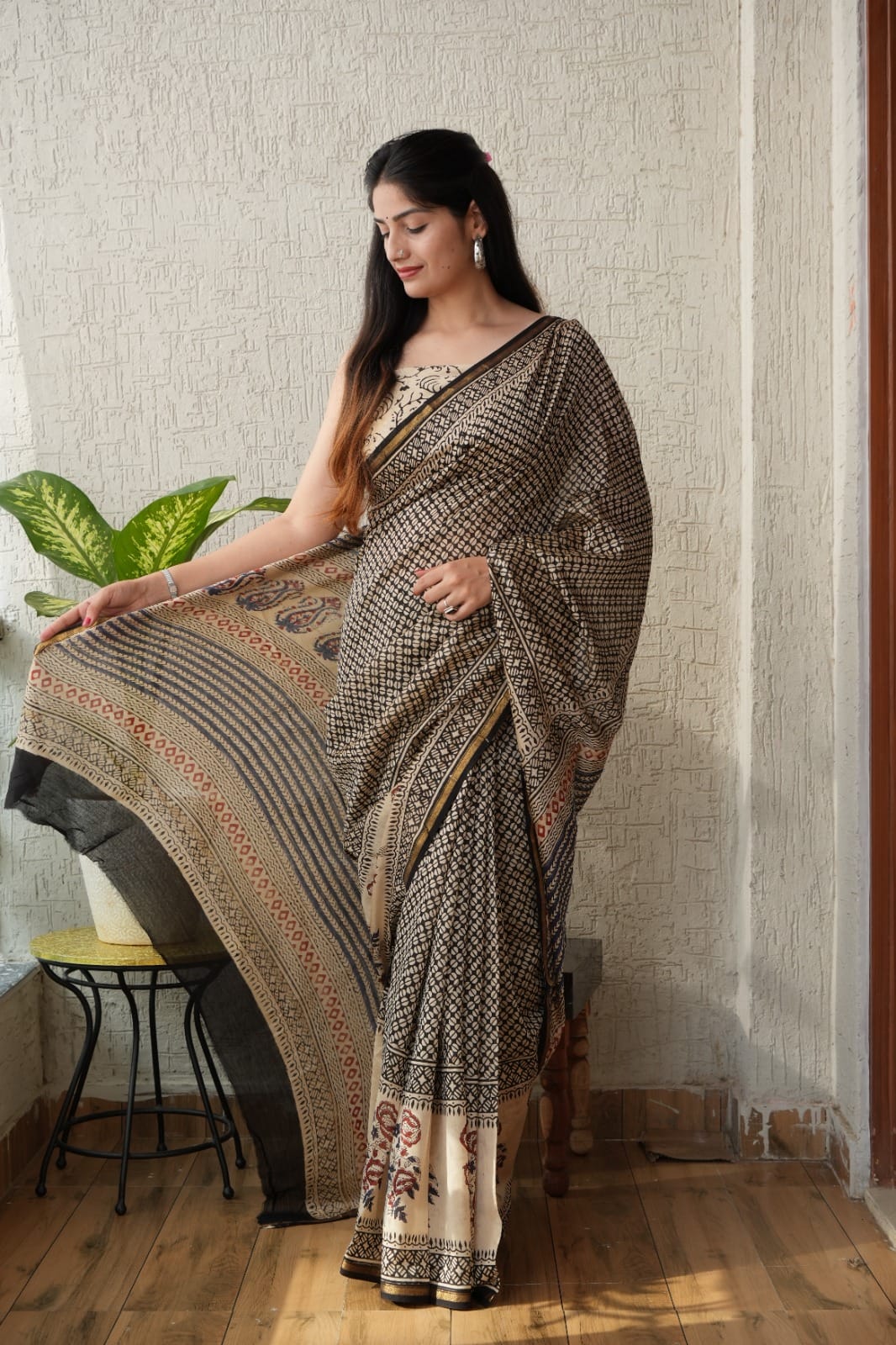 New Designer Hand Block Print Chanderi Silk Saree(BFCS27)