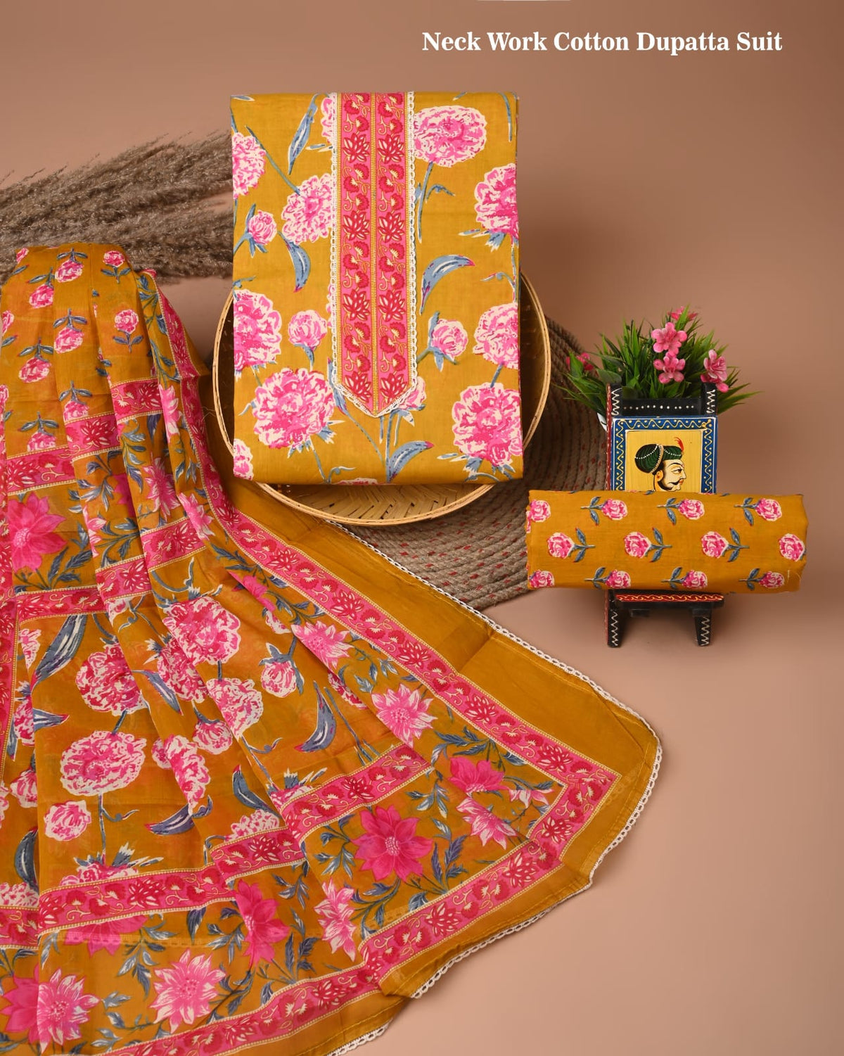PREMIUM GOTA PATTI COTTON SUIT SET WITH COTTON DUPATTA(BFCOTGH97)
