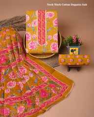 PREMIUM GOTA PATTI COTTON SUIT SET WITH COTTON DUPATTA(BFCOTGH97)