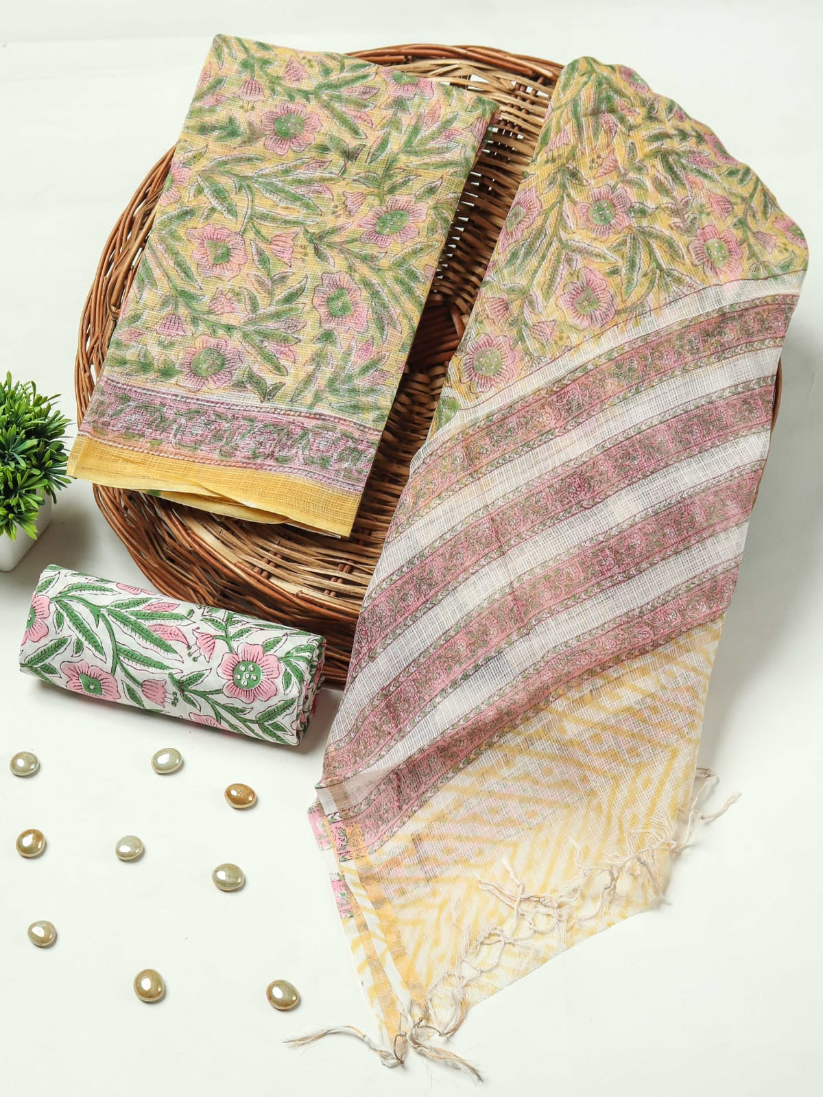 Premium Sanganeri Printed kota Suit With Kota Doria Duppta(BFFKO30)