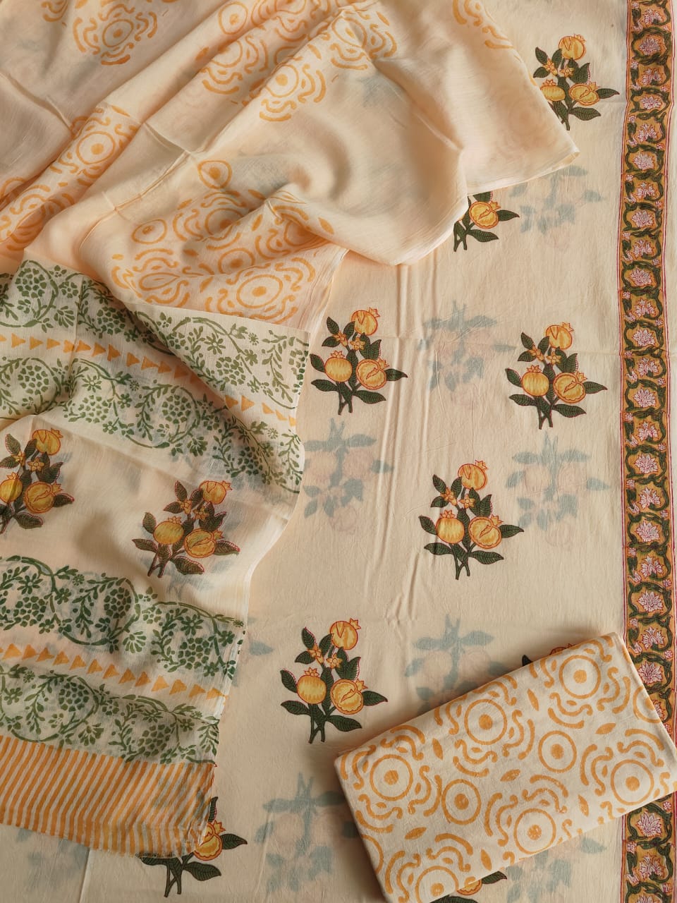 Exclusive Hand Block Cotton Suit With Cotton Dupatta(BFCOT13)