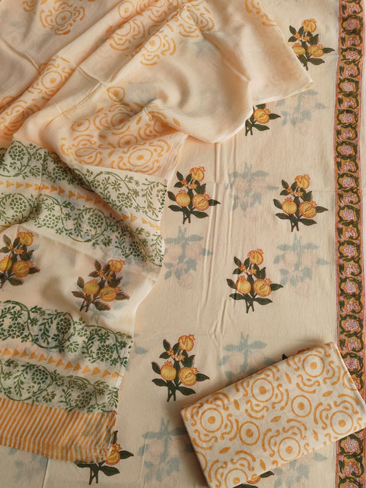 Exclusive Hand Block Cotton Suit With Cotton Dupatta(BFCOT13)