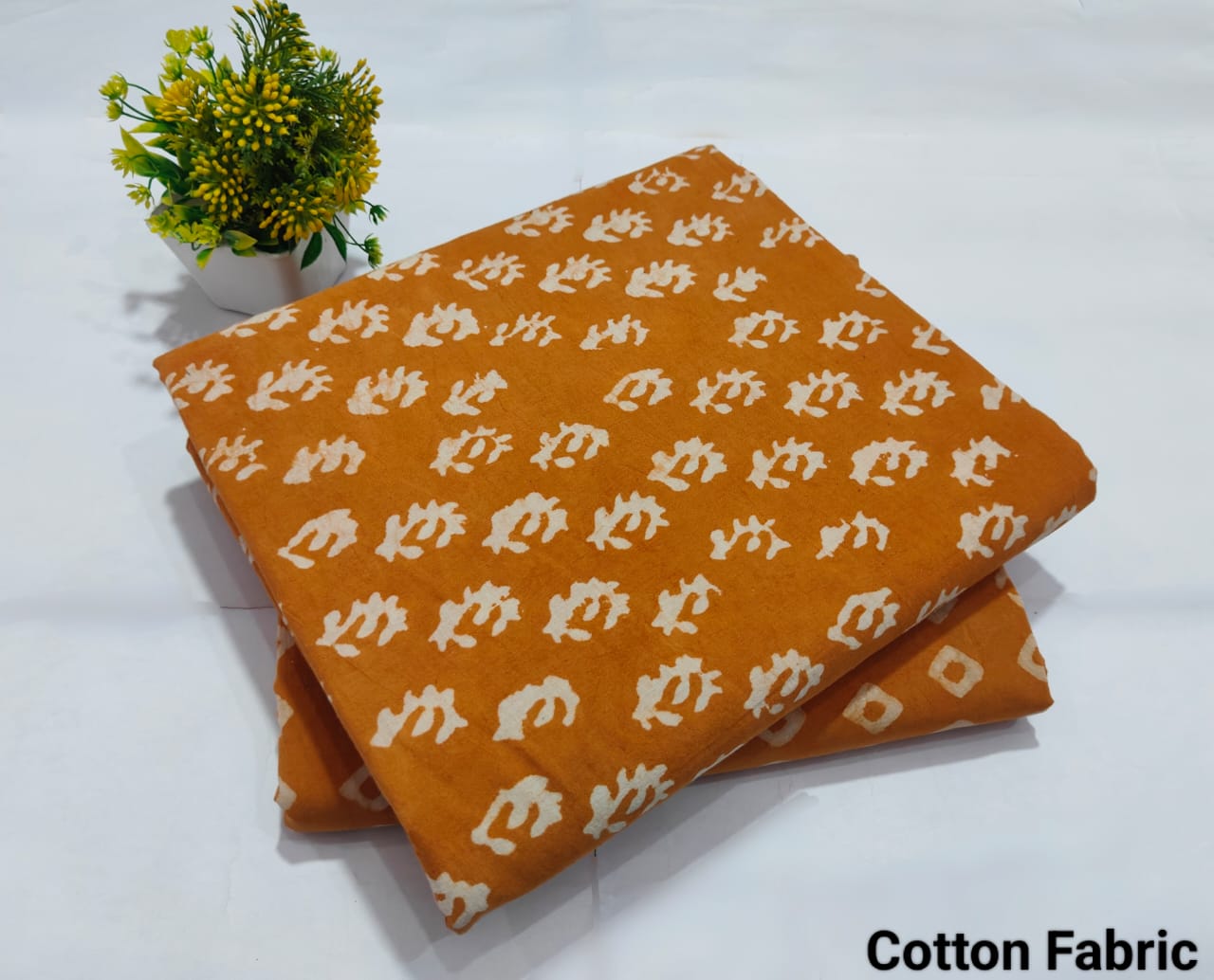Mustard Small Booti Cotton Fabric – Lightweight Kurti Dress Material (BFTB096)