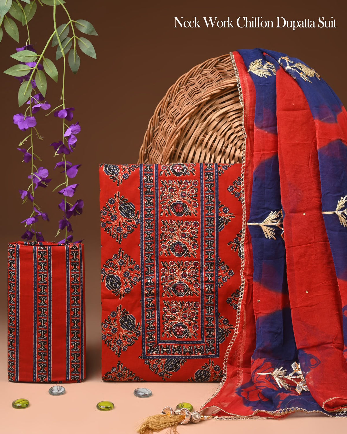PREMIUM GOTA PATTI COTTON SUIT SET WITH CHIFFON DUPATTA
