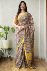 New Designer Hand Block Print Chanderi Silk Saree(BFCS51)