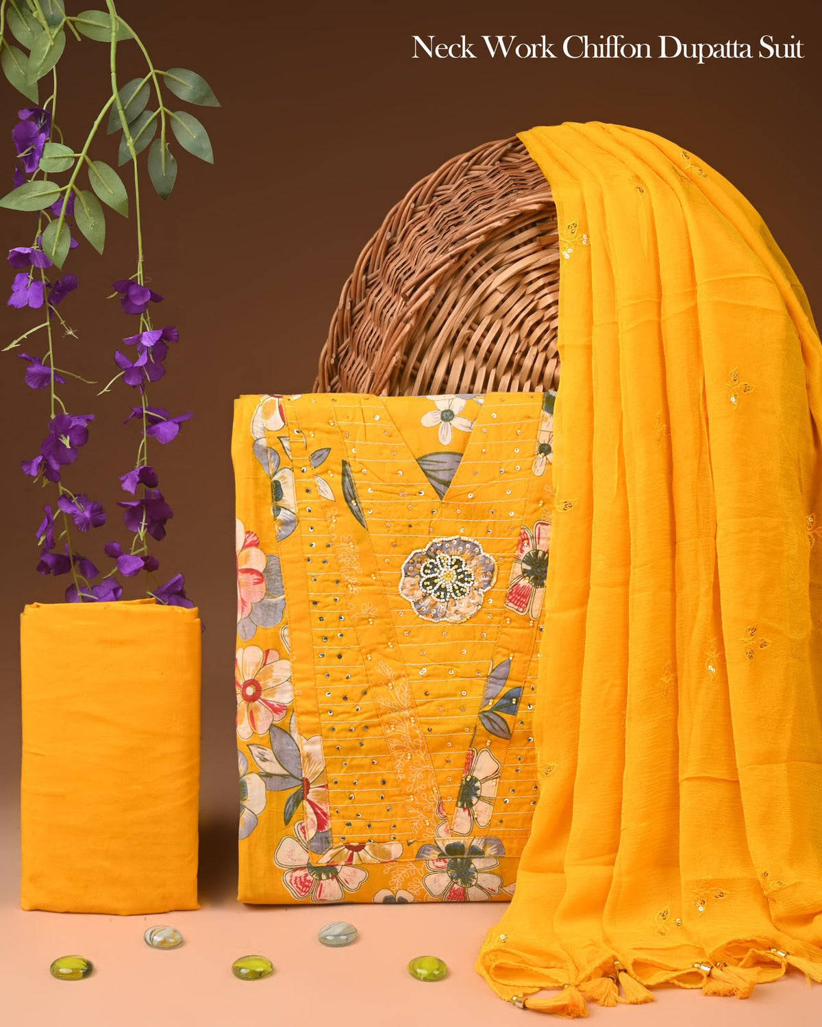 PREMIUM GOTA PATTI COTTON SUIT SET WITH CHIFFON DUPATTA