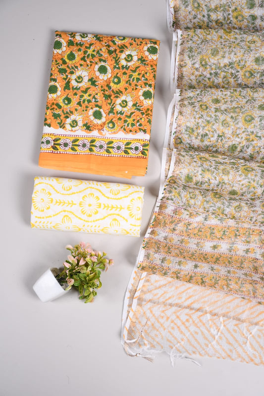 Premium Sanganeri Printed Cotton Suit With Kota Doria Duppta(BFCOTKD58)